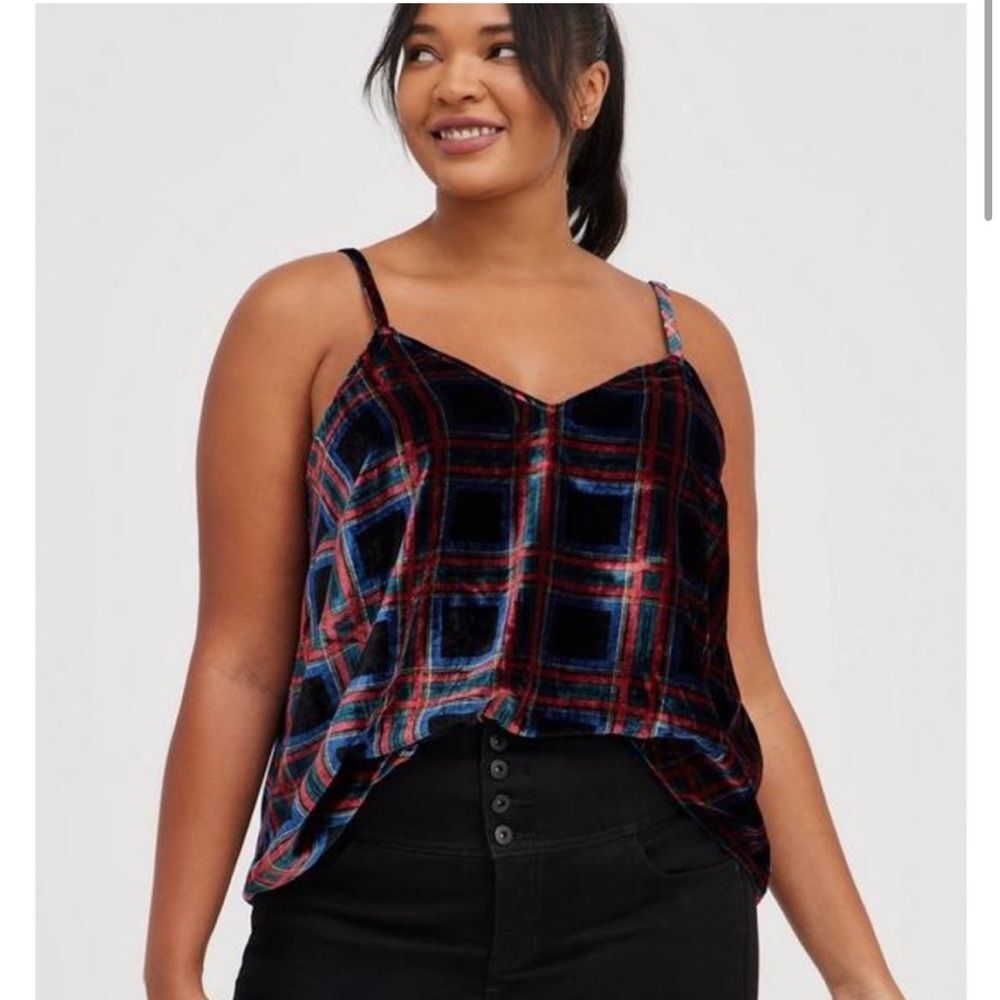 Torrid Sophie Velvet Swing Cami Plaid Tank Top 1X